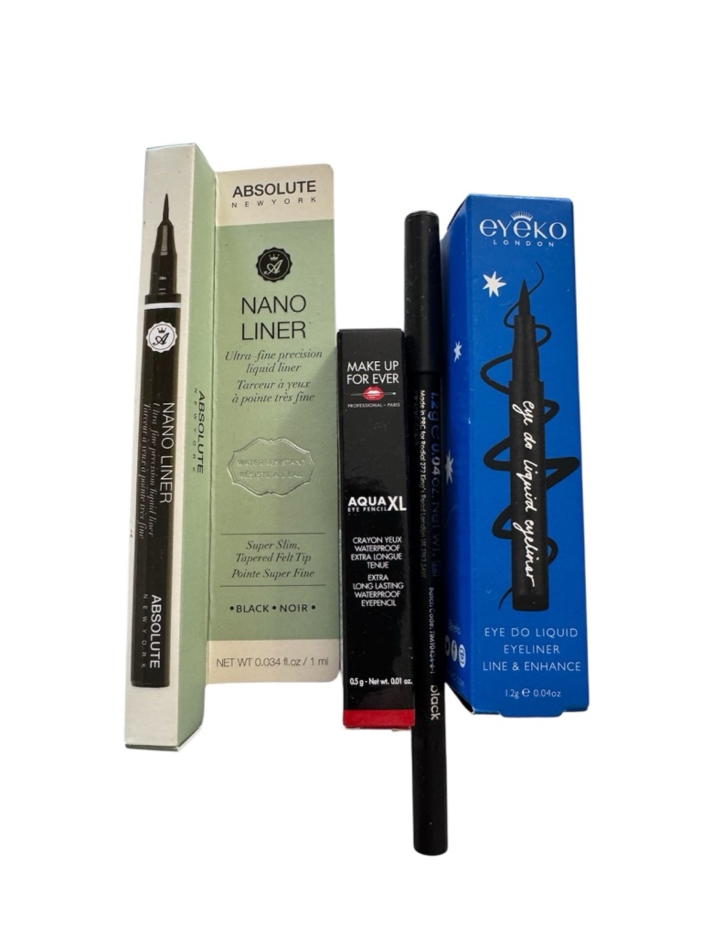 Four Assorted Black Eyeliners - Absolute, Make Up For Ever, Rodial and Eyeko